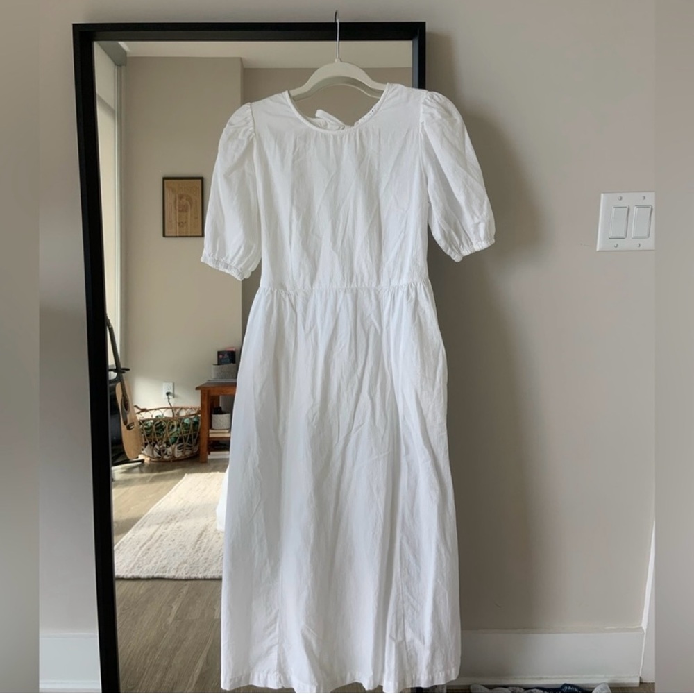 Lacausa White Cotton Aster Dress with Bows
